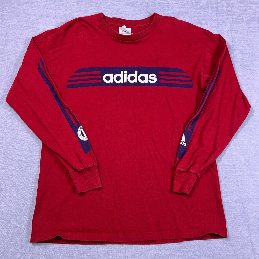 Adidas Vintage Established 1948 Graphic Long Sleeve T-Shirt Men M Red Cotton